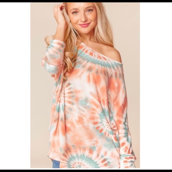 New! Soft Tie Dye Loose Fit Dolman 3/4 Sleeve Slouch Knit Top - Size S - Picture 9 of 14